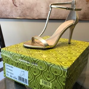 Gianni Bini Antonias Gold T-Strap Heels